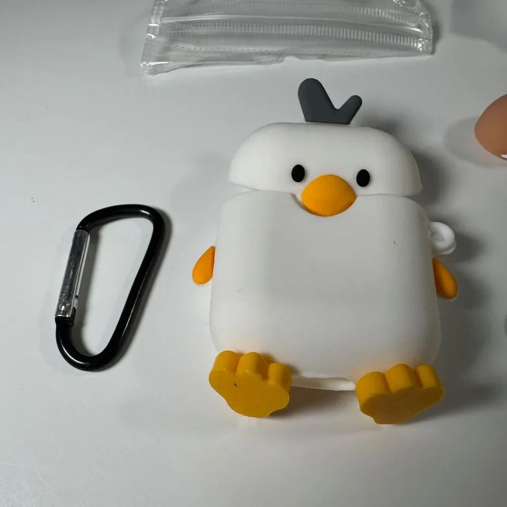 Lot of 3 Cute 3D Cartoon Silicone Headphone Cases Duck Hamburger Bear Keychain